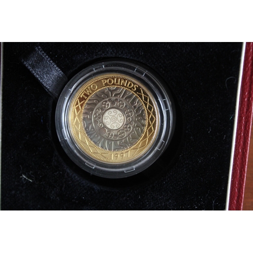 205 - The Royal Mint 1997 UK Silver Proof Piedfort Two Pound Coin. Weight-24.00g. With Certificate Of Auth... 