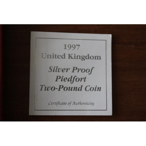 205 - The Royal Mint 1997 UK Silver Proof Piedfort Two Pound Coin. Weight-24.00g. With Certificate Of Auth... 