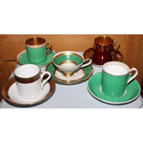 30 - Five Mini Collectable Cups And Saucers Various Designs,Makers & Marks.