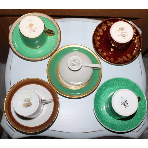 30 - Five Mini Collectable Cups And Saucers Various Designs,Makers & Marks.