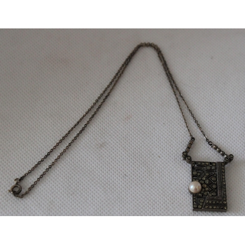 268 - Vintage Marcasite Pendant with Necklace Chain