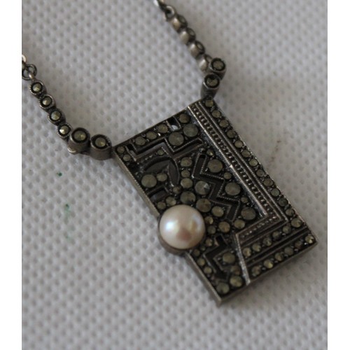 268 - Vintage Marcasite Pendant with Necklace Chain