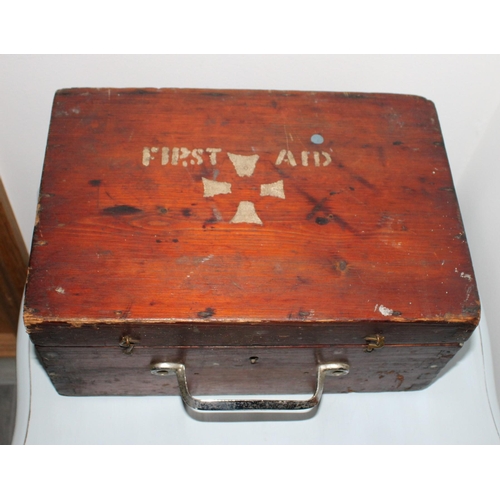 56 - Old Wooden Boxed First Aid Kit