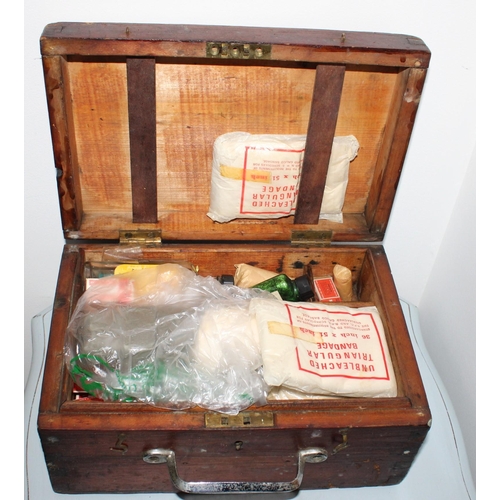 56 - Old Wooden Boxed First Aid Kit