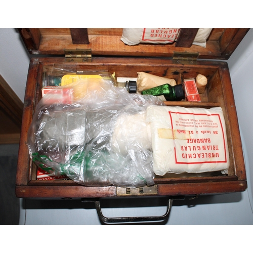 56 - Old Wooden Boxed First Aid Kit