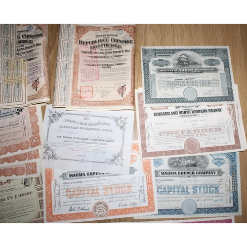 60 - Quantity (25) of Early Stock Exchange Share Certificates from Worldwide Companies