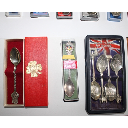 67 - Collection Of Collectable Spoons (Some Silver Plated) In Cases.