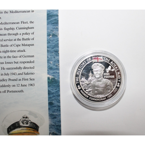 218 - Admiral Andrew B Cunningham Silver Proof Coin and Certificate - Coin Weight 28.28gms