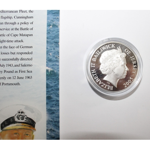 218 - Admiral Andrew B Cunningham Silver Proof Coin and Certificate - Coin Weight 28.28gms