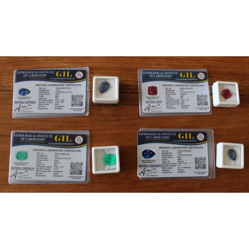 299 - Natural Ruby, Tanzanite, Sapphire, Emerald Complete With Gemological Institute Certificates