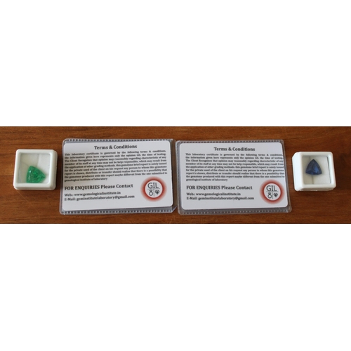 300 - Natural Sapphire & Emerald Complete With Gemological Institute Certificates