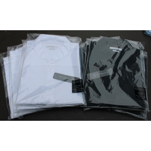 678 - 8 x Kustom Kit Mandarin Collar Short Sleeve Shirts. 4 x Medium Black & 4 x Medium White.