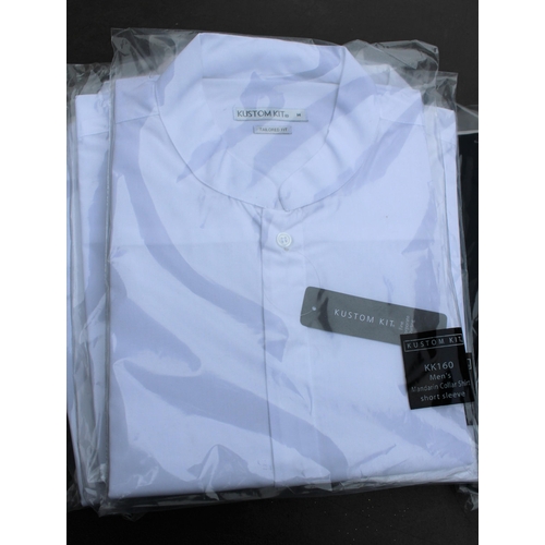 678 - 8 x Kustom Kit Mandarin Collar Short Sleeve Shirts. 4 x Medium Black & 4 x Medium White.