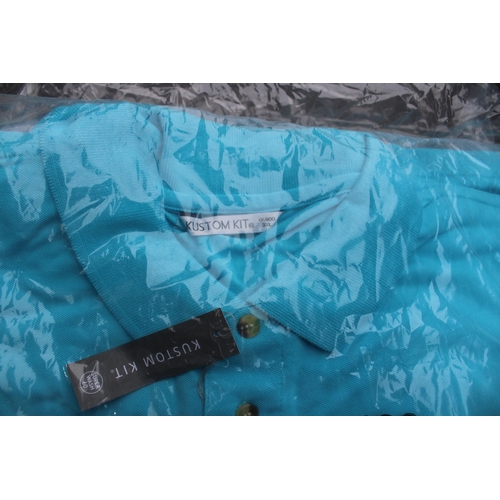 680 - Wholesale 12 x Kustom Kit Baby Blue Polo Shirts Size 3XL