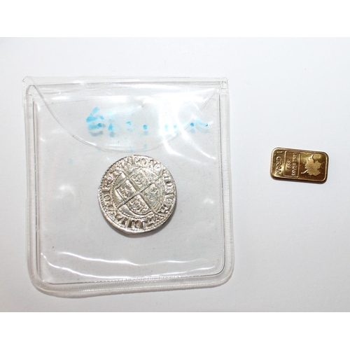 221 - Mixed Coinage + 1gm Brass Bar