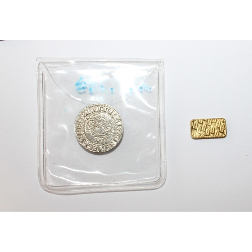 221 - Mixed Coinage + 1gm Brass Bar