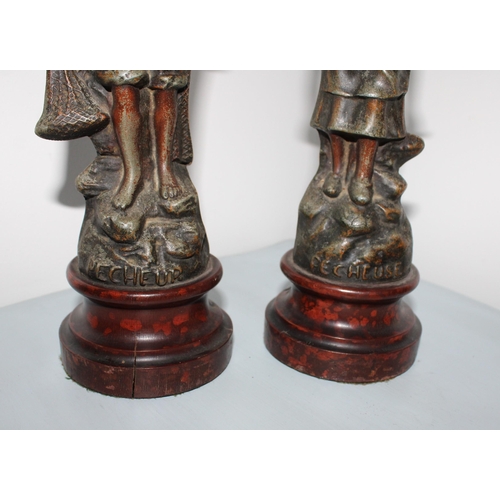 90 - Two Sculptures On Wood Plinths (PECHEUSE & PECHEUR)
Height-28cm