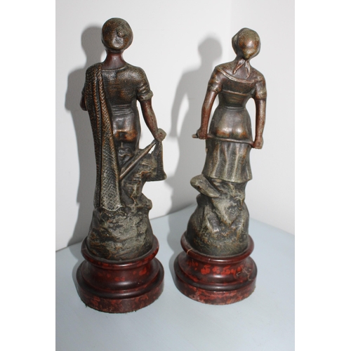 90 - Two Sculptures On Wood Plinths (PECHEUSE & PECHEUR)
Height-28cm