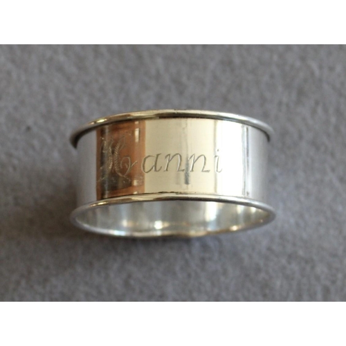 542 - Silver Hallmarked Napkin Ring Engraved- Hanni