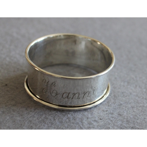 542 - Silver Hallmarked Napkin Ring Engraved- Hanni