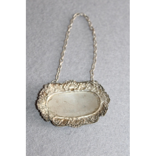 551 - Silver Hallmarked Sherry Decanter Tag