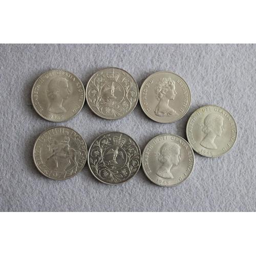 274 - Seven Commemorative Crown Coins including Churchill and 1977 Jubilee