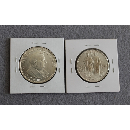 427 - Slovakia 1941 20 Korun Coin & Slovakia 1944 50 Korun Coin