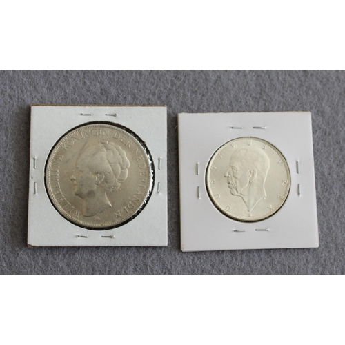 429 - Sweden 1938 2 Kronor Coin & Netherlands 1938 2 1/2 Guilders Coin