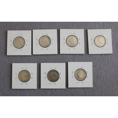 275 - 7 x Shillings 1853,1876,1877,1887,1891,1896  & 1904 Coins