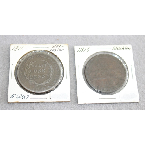 282 - Stockton 1813 1d Token & Worcester 1811 1d Token