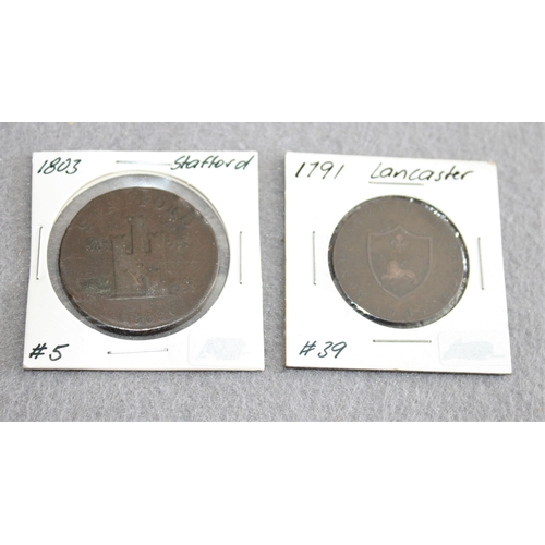 283 - Lancaster 1791 1/2d Token & Stafford 1803 1d Token