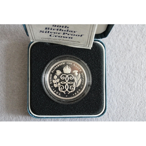 193 - 1990 Silver Proof Queen Mothers 90th Birthday Coin in Box