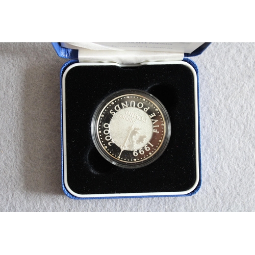 196 - 2000 Millennium Silver Proof £5 Coin in Box