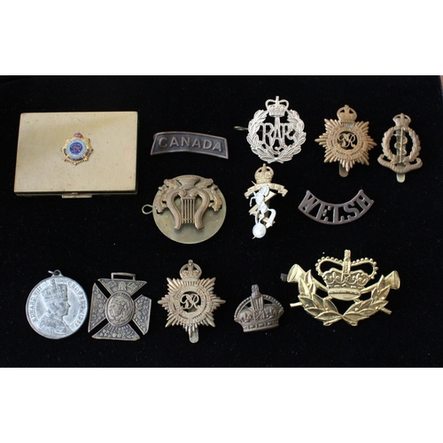 131 - Collection of Military Badges and Ladies Compact RASC