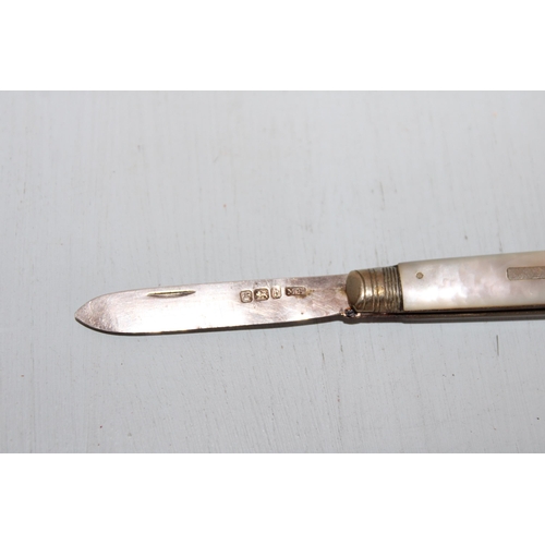 589 - Silver Hallmarked MOP Penknife