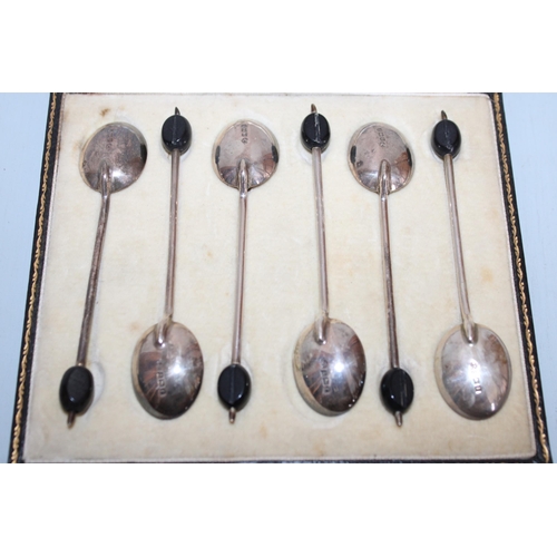 601 - Boxed Six Silver Hallmarked Bean Spoons