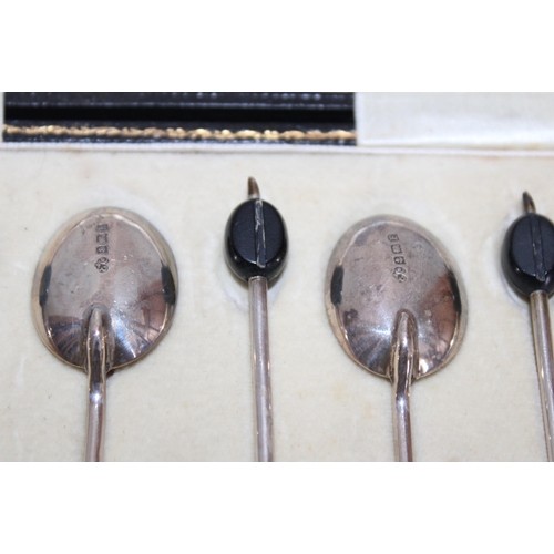 601 - Boxed Six Silver Hallmarked Bean Spoons