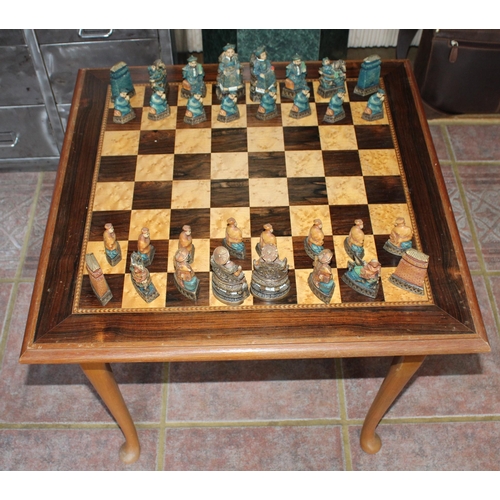 747 - Wooden Chess Table & Resin Players
Height-47.5cm
Table Top 59x59cm
Collection Only