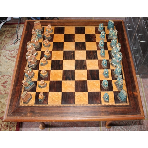 747 - Wooden Chess Table & Resin Players
Height-47.5cm
Table Top 59x59cm
Collection Only