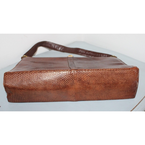 766 - Pierre Cardin Vintage Brown Crocodile Skin Ladies Purse & Vintage Lizard Handbag 1950's, Early 1960'... 