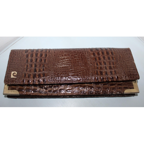 766 - Pierre Cardin Vintage Brown Crocodile Skin Ladies Purse & Vintage Lizard Handbag 1950's, Early 1960'... 