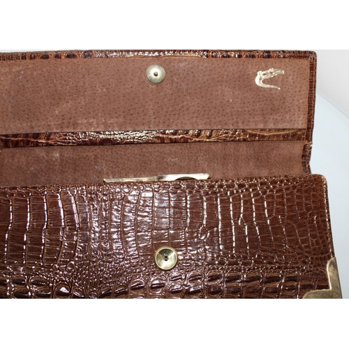 766 - Pierre Cardin Vintage Brown Crocodile Skin Ladies Purse & Vintage Lizard Handbag 1950's, Early 1960'... 