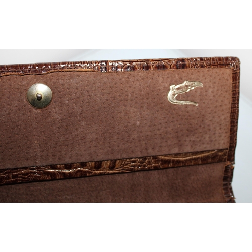 766 - Pierre Cardin Vintage Brown Crocodile Skin Ladies Purse & Vintage Lizard Handbag 1950's, Early 1960'... 