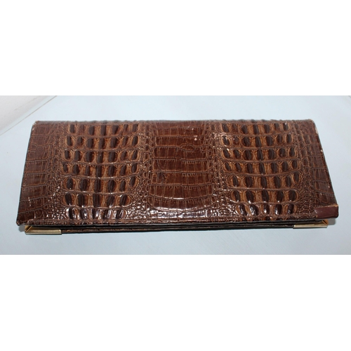 766 - Pierre Cardin Vintage Brown Crocodile Skin Ladies Purse & Vintage Lizard Handbag 1950's, Early 1960'... 