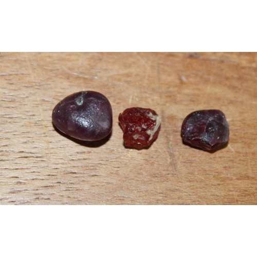 497 - Three Uncut Ruby's Total 1.8gms