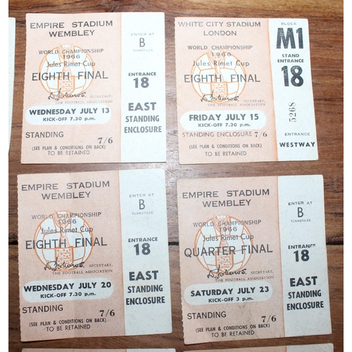 121 - 9 Original Ticket Stubs from the 1966 World Cup Championship. All stubs for games held at Wembley in... 