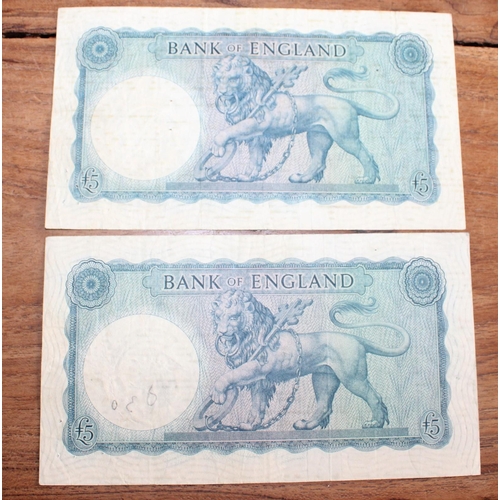 316 - Two Bank of England £5 Notes - Cashier OBRIEN

Fine Condition