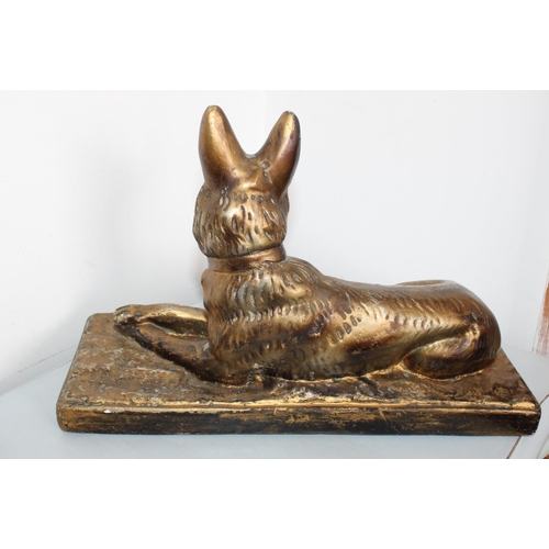 59 - French Plaster Dog Ornament  on Plinth
33cm Long