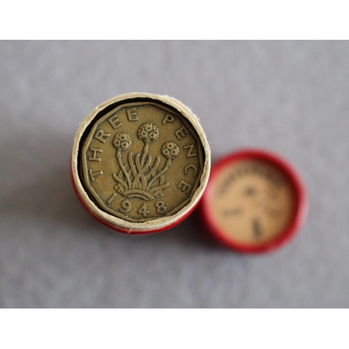 395 - 1948 Three Pence Piece Coins In Red Tube 26 Coins