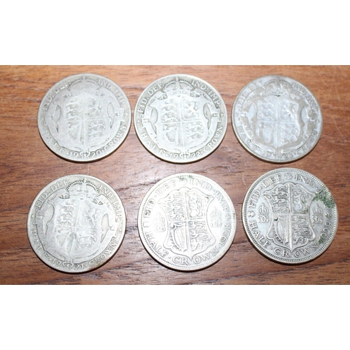 337 - Six Half Crown Coins (1920-1929)